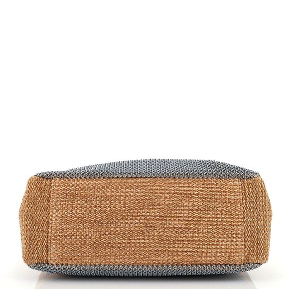 Chanel Deauville Logo Shopping Tote Printed Raffia Large Blue, Neutral - Picture 5 of 7